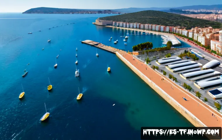 플로팅 도시의 지역적 특성 반영 - Photorealistic floating coastal city inspired by the Mediterranean shoreline of Valencia, Spain, mod...